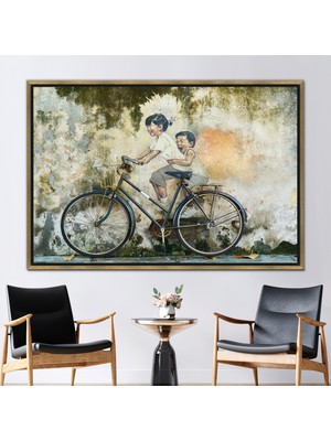 Kayra Export 1 Parça Gold Çerçeveli Kanvas Tablo Penang Street Duvar Süsü Penang Malezya Kanvas Poster