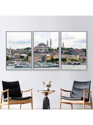 Kayra Export 3 Parçalı Beyaz Çerçeveli Kanvas Tablo Konstantinopolis Kanvas Dekor Görüntüleme Baskılı