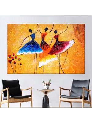 Kayra Export 1 Parça Kanvas Tablo Dansçılar Kadın Posteri Yağ Baskılı Siyah Kadın Sanat