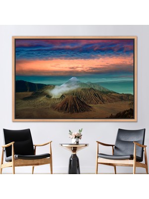 Kayra Export 1 Parça Naturel Çerçeveli Kanvas Tablo Bromo Volcano Sunrise'da Bromo Tengger Sanat