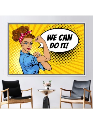 Kayra Export 1 Parça Beyaz Çerçeveli Kanvas Tablo Soyut Duvar Dekoru Bunu Yapabiliriz Kanvas Baskı