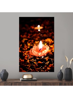 Kayra Export 1 Parça Kanvas Tablo Motivasyonel Kanvas Dekor Işıklı Mum Kanvas Dekor