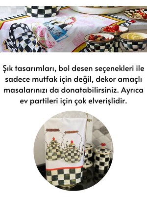 Lilies Atelier Mackenzie Model Damalı Çaydanlık Tea Time Mutfak Havlusu Luxury Dekor Kurulama Bezi