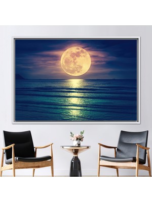 Kayra Export 1 Parça Beyaz Çerçeveli Kanvas Tablo Deniz Manzarası Kanvas Baskı Doğa Manzarası Duvar Dekoru