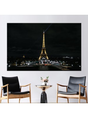 Kayra Export 1 Parça Kanvas Tablo Eyfel Kulesi'nin Gece Manzarası Paris Peyzajı Kanvas Baskı
