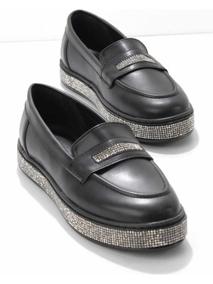 Bambi Siyah Kadın Loafer Ayakkabı K01201252009