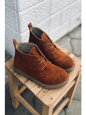 Mida Shoes RVT01 Hakiki Deri Bağcıklı Tarçın Süet Kadın Bot