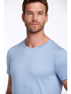 Hemington Açık Mavi Bisiklet Yaka Basic T-Shirt