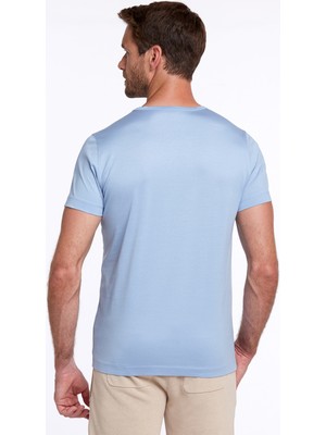 Hemington Açık Mavi Bisiklet Yaka Basic T-Shirt