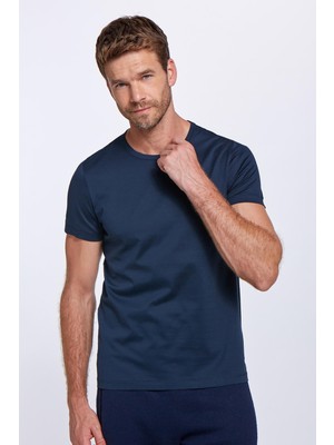 Hemington Bisiklet Yaka Lacivert Basic T-Shirt