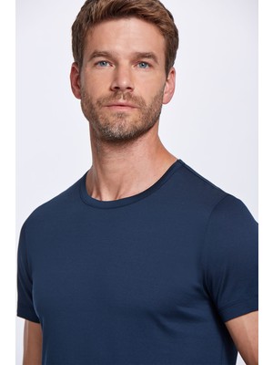 Hemington Bisiklet Yaka Lacivert Basic T-Shirt