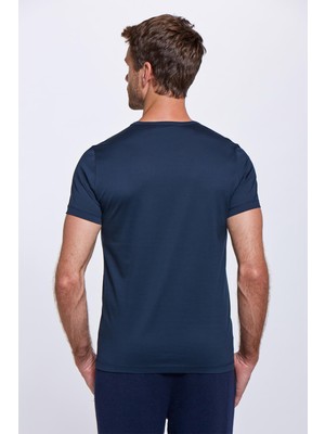 Hemington Bisiklet Yaka Lacivert Basic T-Shirt