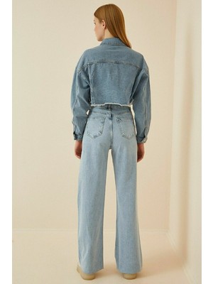 Livik Aletris Kar Yıkama Wide Leg Etkili Fermuarlı Yüksek Bel Jeans Salaş Kot Pantolon