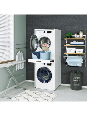 Roomart Çamaşır ve Kurutma Makinesi Dolabı Mat Beyaz