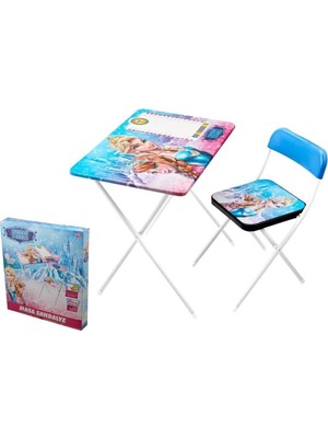 Beren Oyuncak Karlar Ülkesi  Katlanabilir Çocuk Ders Çalışma Masası ve Sandalye