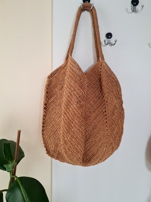 Hasır Büyük Kol Plaj Çantası El Örgüsü