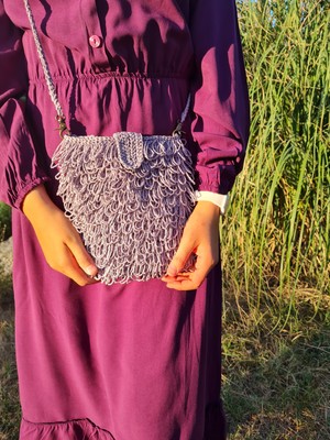 Askılı Mini Fırfır Çanta El Örgüsü