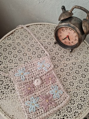 Çiçek Model Çocuk Çantası El Örgüsü