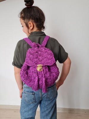 Verda Desing Hasır Yelpaze Model Çocuk Sırt Çantası El Örgüsü