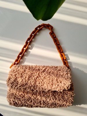 Verda Desing Teddy Peluş Kol Çantası Sütlü Kahve