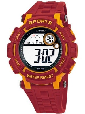 Captiva Sarı Kırmızı Taraftar Digital 3 Atm Suya Dayanıklı Takvim-Kronometre Alarm Silikon Kordonlu Kol Saat