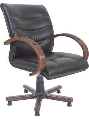 Bubu Home Fırat  Ahşap Kollu Deri Misafir Bekleme   Koltuğu