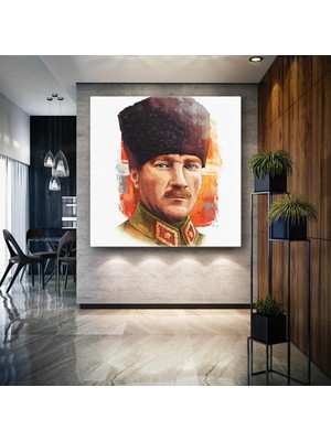 SML Tablo Mustafa Kemal Atatürk Kalpaklı Ilüstrasyon Kanvas Tablo