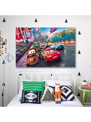 SML Tablo Arabalar Filmi Şimşek Mcquenn ve Radyatör Kasabası Yarışı Kanvas Tablo