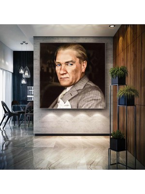 SML Tablo Mustafa Kemal Atatürk Derin Bakışlı Portre Kanvas Tablo