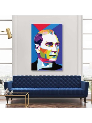 SML Tablo Mustafa Kemal Atatürk Ilüstrasyonu Kanvas Tablo