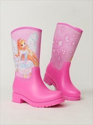 Sea & Blue Shoes Bloom Winx Baskılı Pembe Su Geçirmeyen Kız Çocuk Yağmur Çizmesi