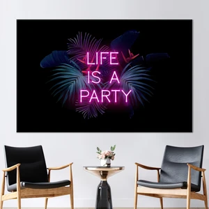 Kayra Export 1 Parça Kanvas Tablo, Parti Neon Tuval Baskı, Neon Posteri, Modern Kanvas Poster,