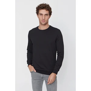 Erkek Siyah Basic Bisiklet Yaka Dynamic Fit Rahat Kesim Sweatshirt