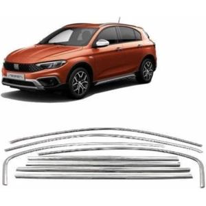 Mavi Tuning Fiat Egea Cross 2019-2020-2021 Cam Çıta Çerçevesi Komple Set Kromu Nikelajı 8 Parça Full Set