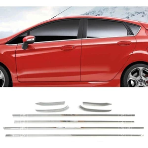 Mavi Tuning Ford Fiesta 2009 - 2017   Krom Cam Çıtası Paslanmaz Çelik Krom 4 Parça