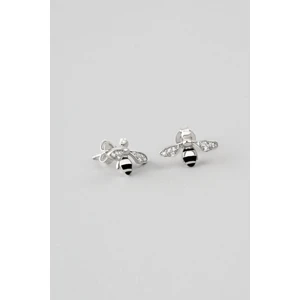 So CHIC Sevimli Arı 18 Ayar Beyaz Altın Kaplama Gümüş Küpe