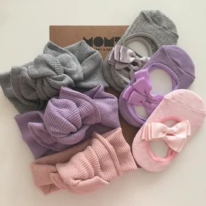 Kız Bebek/çocuk 3 Lü Ribana Bandana ve Babet Çorap Seti