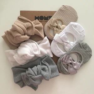 Kız Bebek/çocuk 3 Lü Ribana Bandana ve Babet Çorap Seti