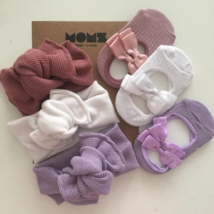 Kız Bebek/çocuk 3 Lü Ribana Bandana ve Babet Çorap Seti