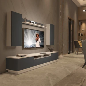 Trendstyle 5220DS Mdf Tv Ünitesi Tv Sehpası Beyaz Antrasit