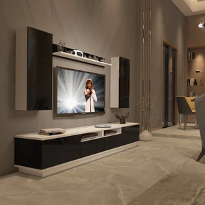 Trendstyle 5220DS Mdf Tv Ünitesi Tv Sehpası Beyaz Siyah