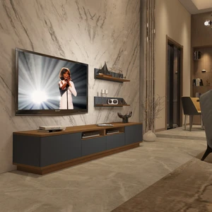 Trendstyle 220RS Mdf Tv Ünitesi Tv Sehpası Ceviz Antrasit