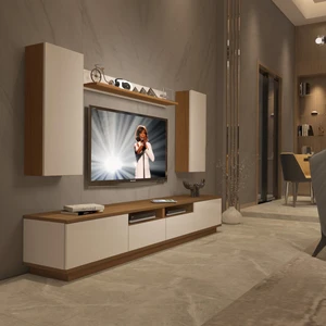 Trendstyle 5220DS Mdf Tv Ünitesi Tv Sehpası Ceviz Beyaz