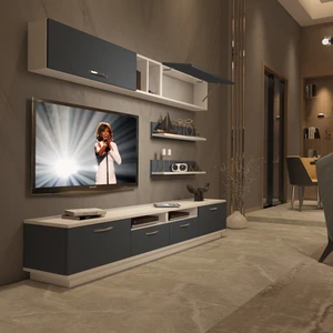 Trendstyle 5220 Mdf Tv Ünitesi Tv Sehpası Beyaz Antrasit