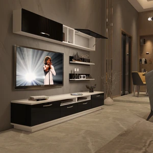 Trendstyle 5220 Mdf Tv Ünitesi Tv Sehpası Beyaz Siyah