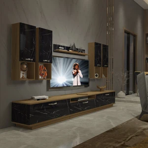 Trendstyle 8da Mdf Tv Ünitesi Tv Sehpası Pera Siyah Mermer