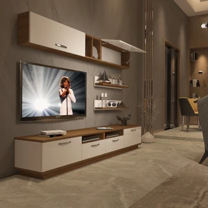 Trendstyle 5220 Mdf Tv Ünitesi Tv Sehpası Ceviz Beyaz