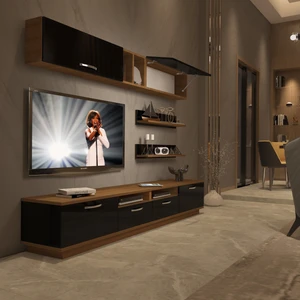 Trendstyle 5220 Mdf Tv Ünitesi Tv Sehpası Ceviz Siyah