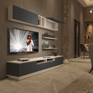 Trendstyle 5220S Mdf Tv Ünitesi Tv Sehpası Beyaz Antrasit