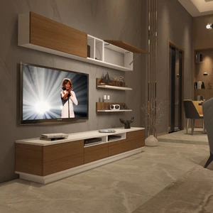 Trendstyle 5220S Mdf Tv Ünitesi Tv Sehpası Beyaz Ceviz
